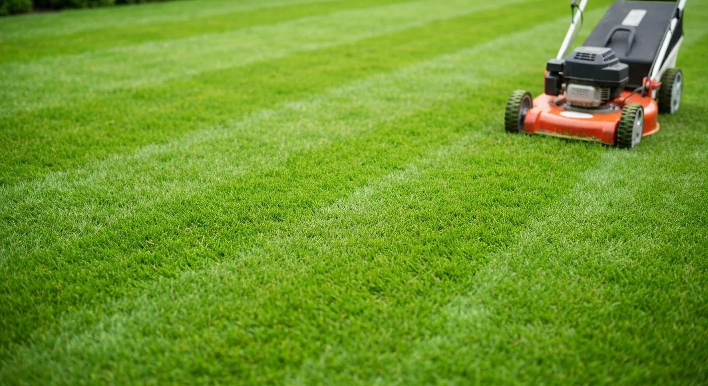 Professional landscaper mowing a healthy green lawn demonstrating cost-effective lawn care services