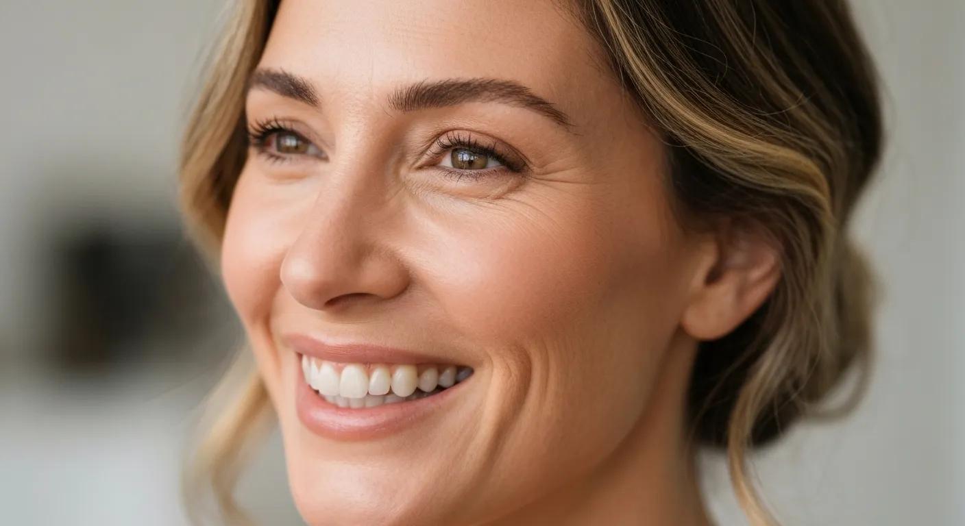 Woman showcasing natural facial volume restoration after dermal filler treatment