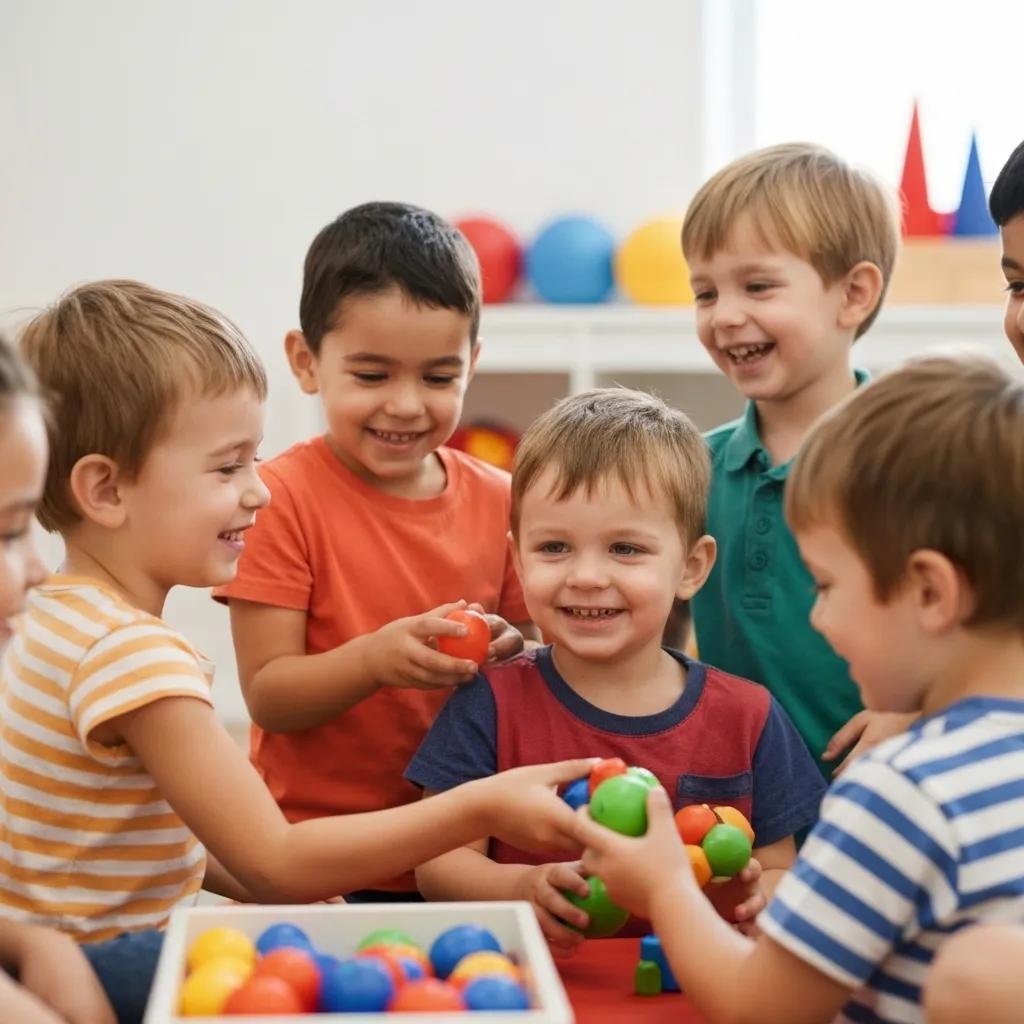 Children actively participating in a play-based activity designed to boost social skills through ABA therapy.