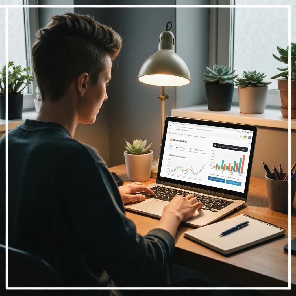 Person conducting local keyword research on a laptop, emphasizing strategies for attracting nearby customers