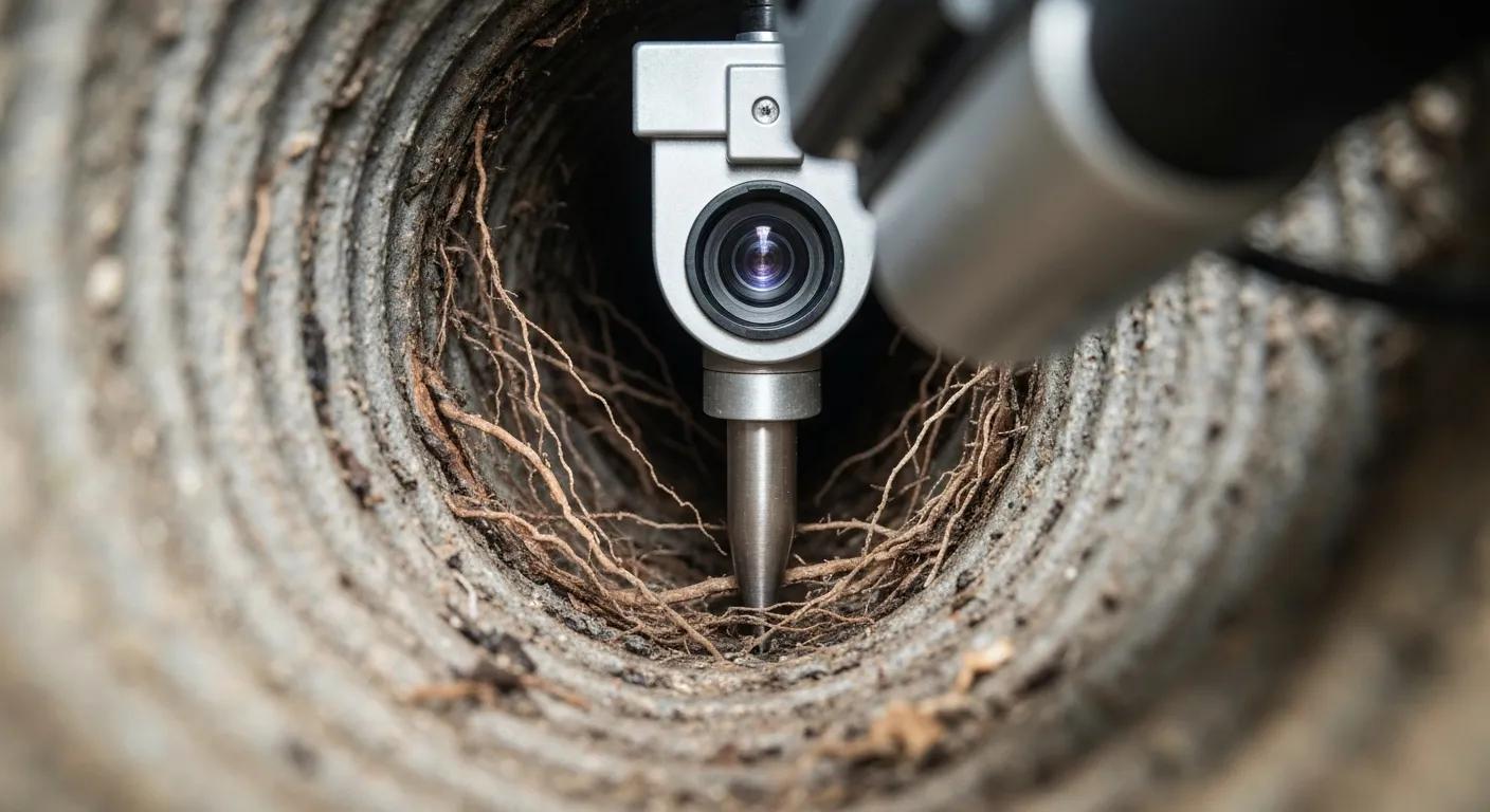 CCTV camera being inserted into a drain for inspection