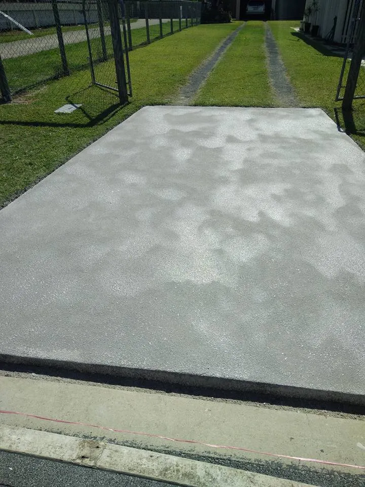 Close-up of a well-maintained concrete driveway surface