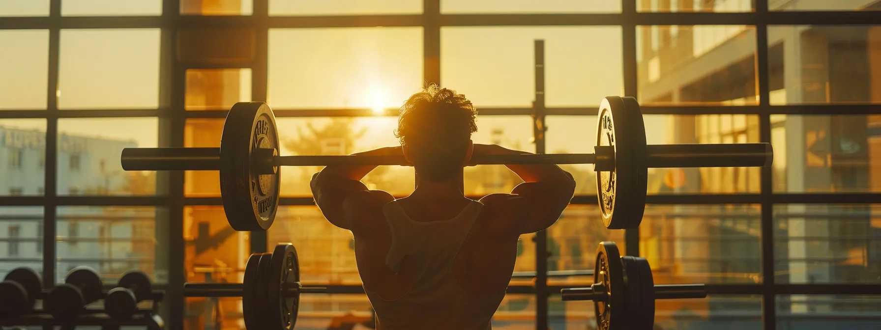 a person with an ectomorphic body type lifting weights in a gym.