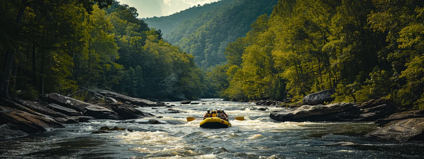 rafting through a scenic stretch of the ocoee river.