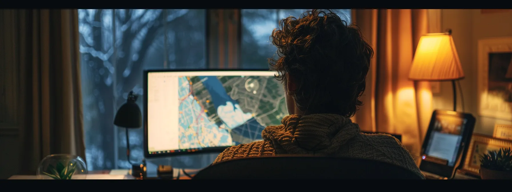 a person in georgia staring at flood maps on their computer screen, trying to understand their flood risk.