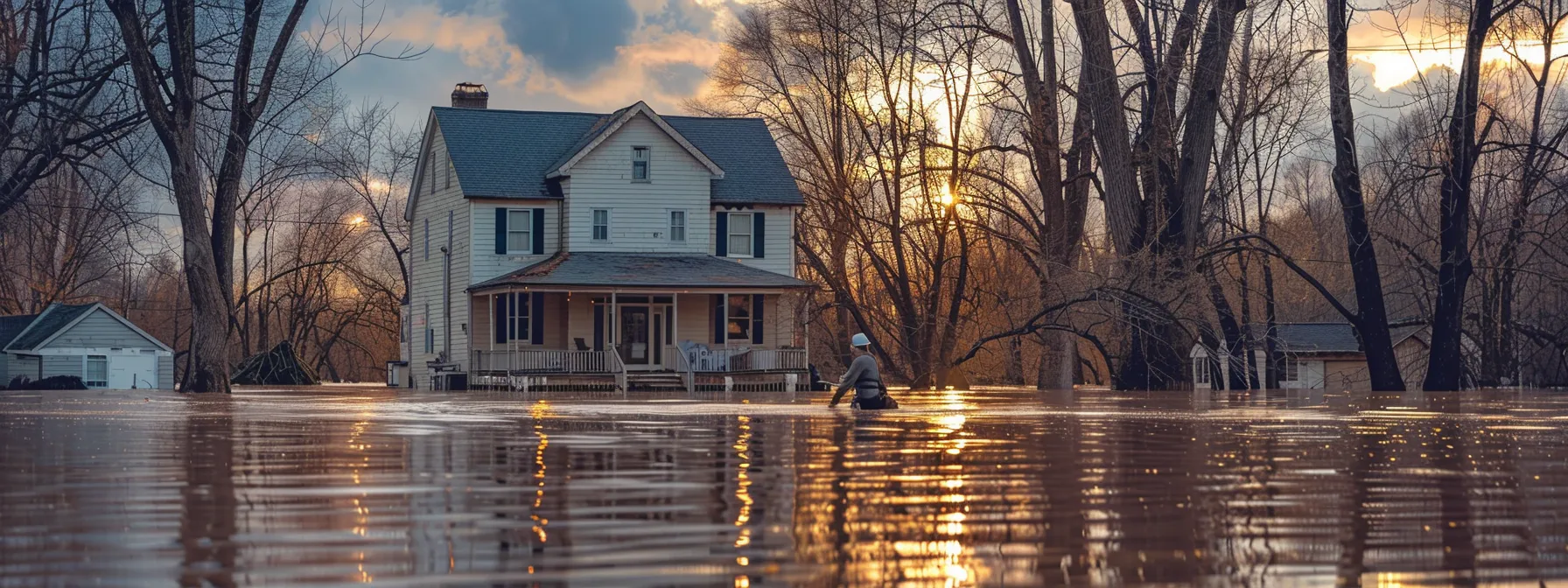 a person building a flood defense around their home in kentucky.