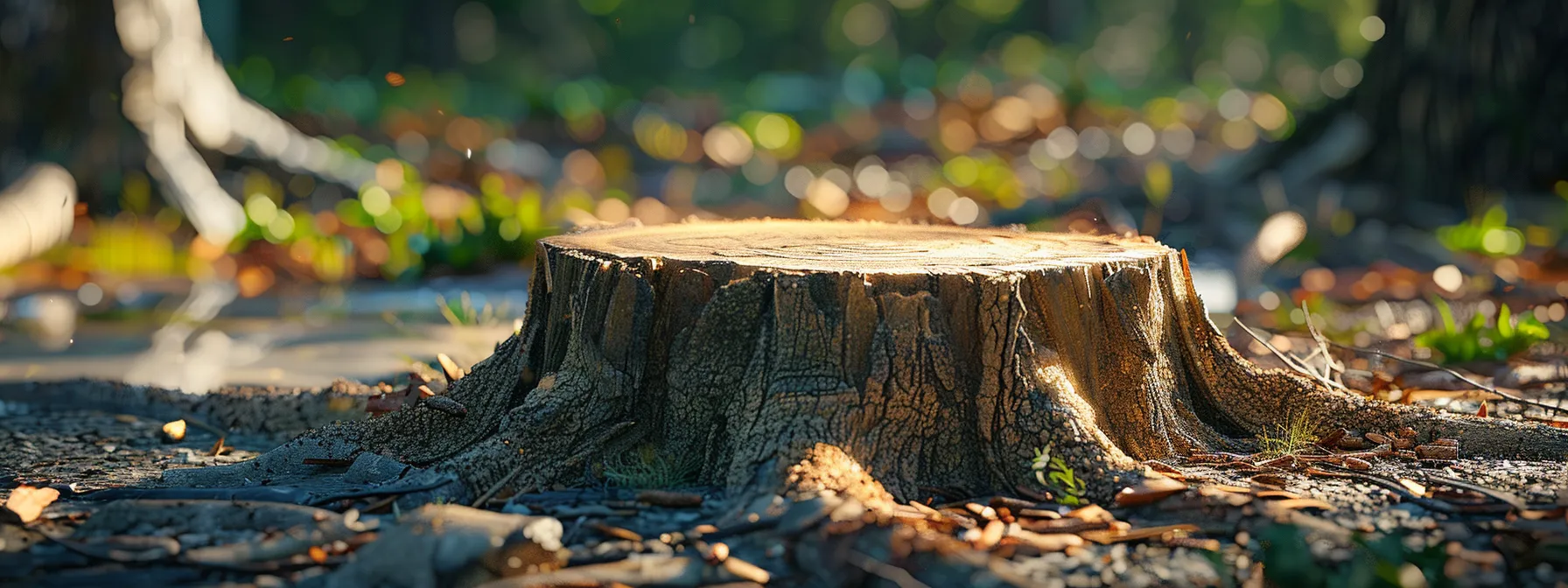 a tree stump being ground down to remove it from the property.