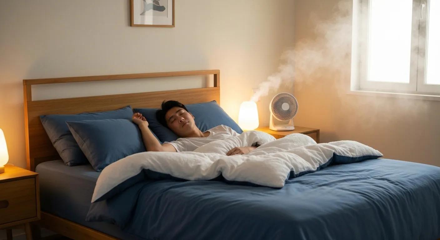 Person sleeping peacefully in a cozy bedroom, illustrating the relaxation benefits of cold therapy