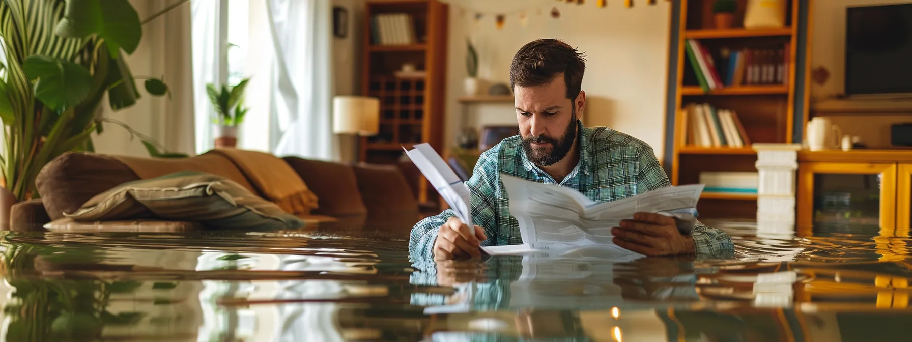 an insurance agent reviewing flood insurance rates for properties in savannah, georgia.