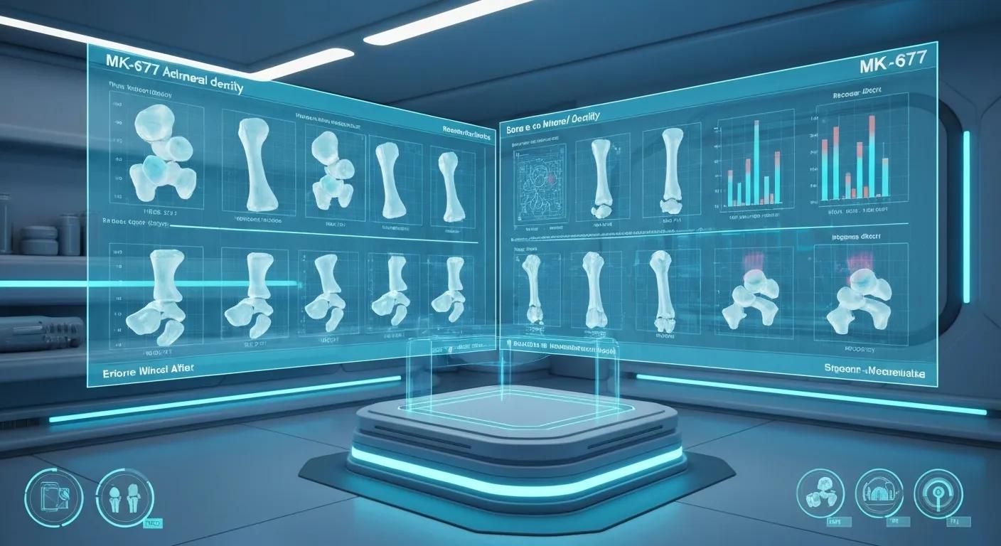 Futuristic interactive presentation of MK-677's effects on bone mineral density. Futuristic interactive presentation of MK-677's effects on bone mineral density.