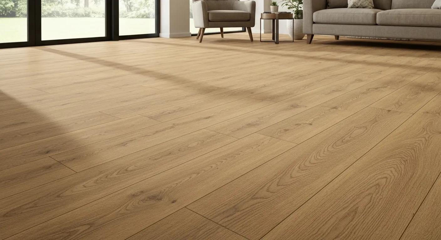 Close-up of durable laminate flooring in a family living space, highlighting its benefits and design
