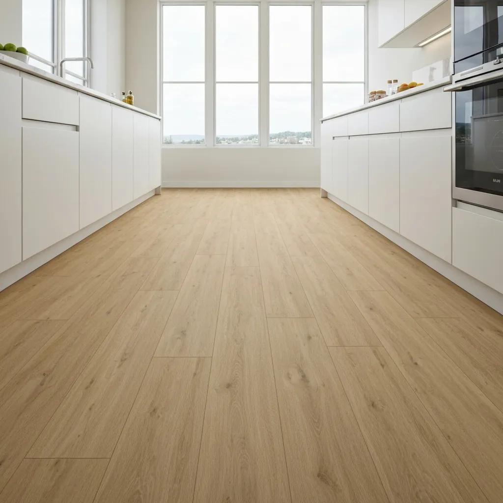 Luxury vinyl tile flooring in a modern kitchen enhancing the sense of space