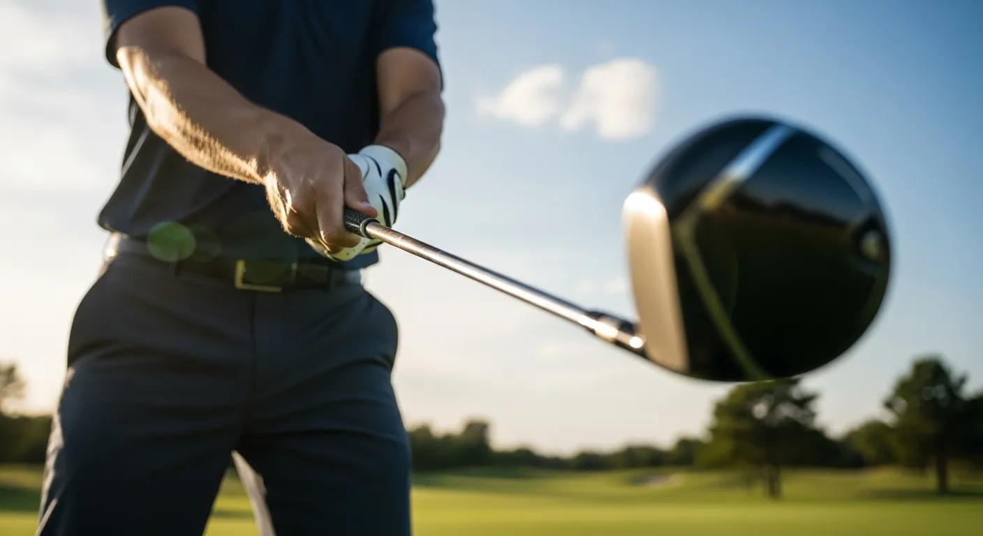Golfer setting a neutral grip on a club