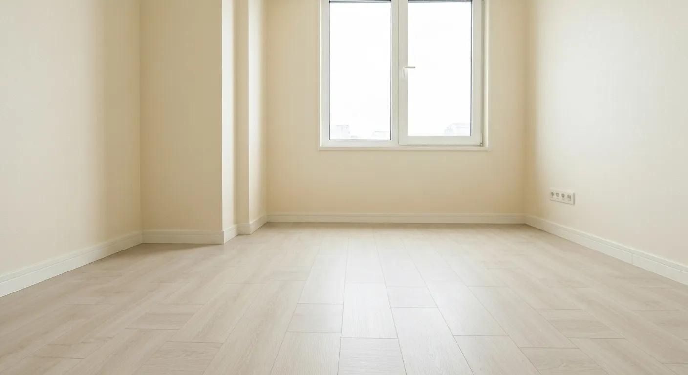 Light-coloured flooring in a small room creating an airy and spacious atmosphere