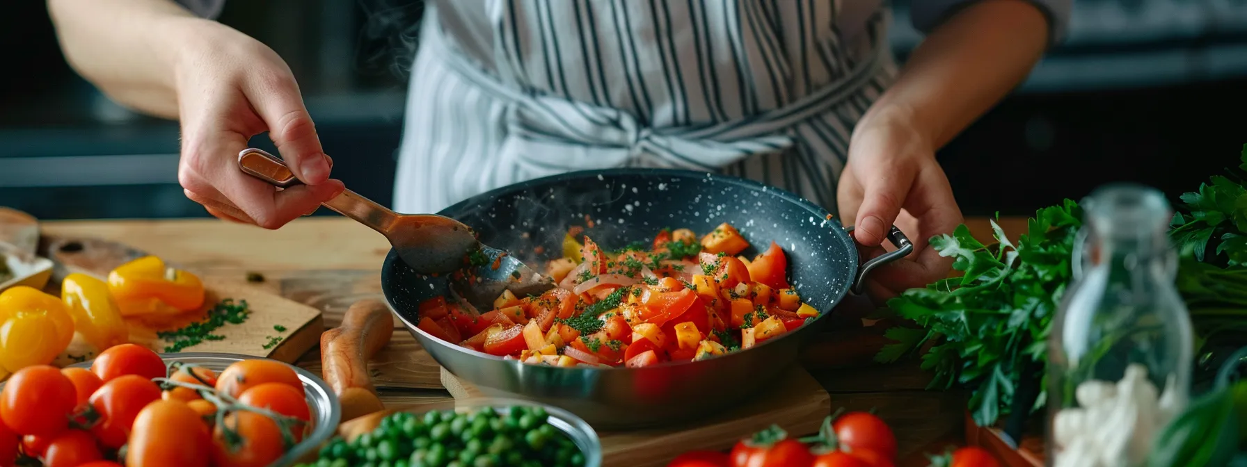 a person with an ectomorph body type carefully measuring and portioning out their nutrient-dense meal for optimal weight gain.