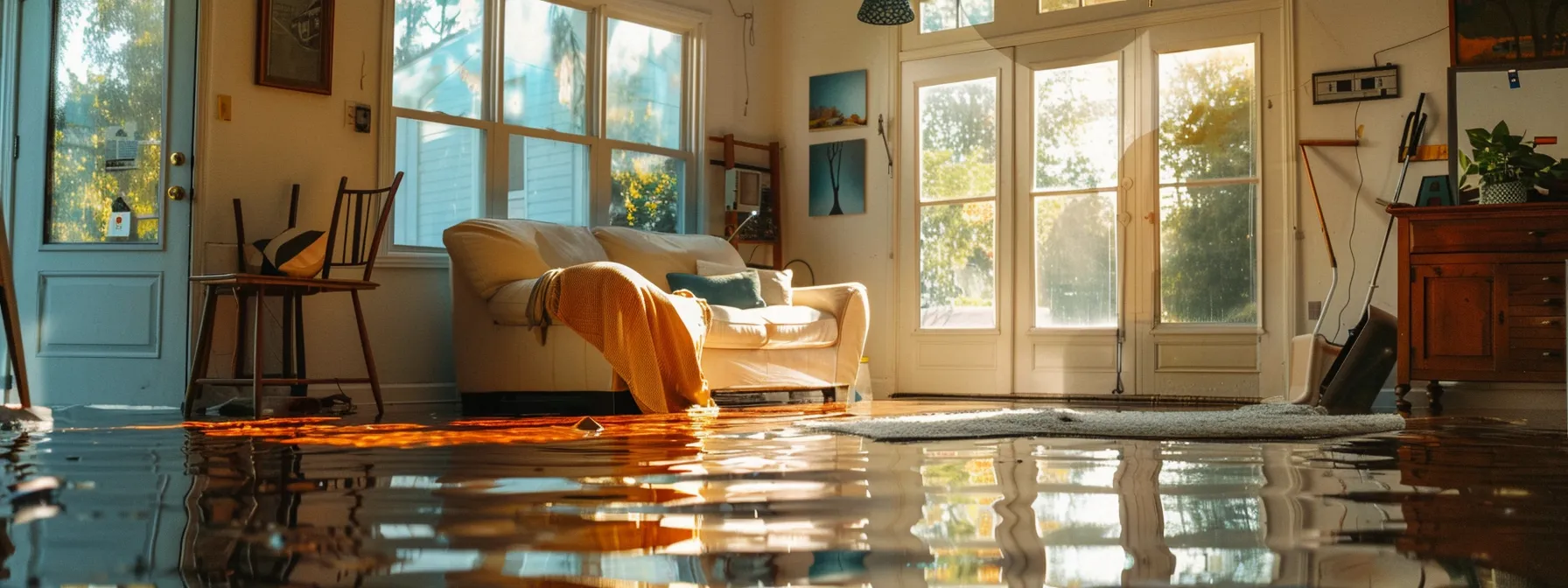 a person's home being assessed for flood insurance risk factors.