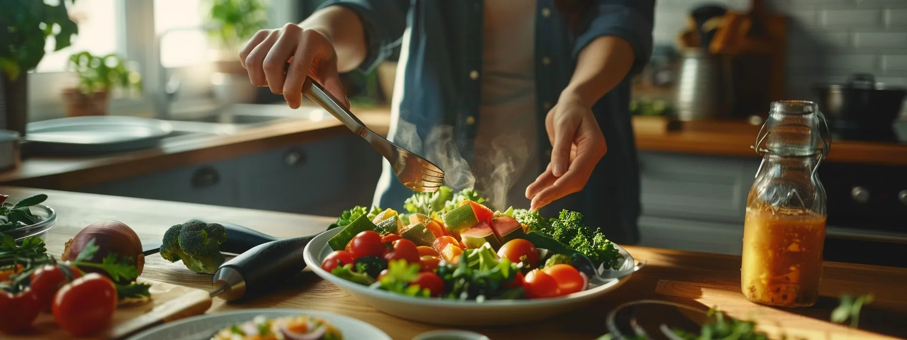 a person preparing a balanced plate of nutrient-rich foods to fuel their fast metabolism.