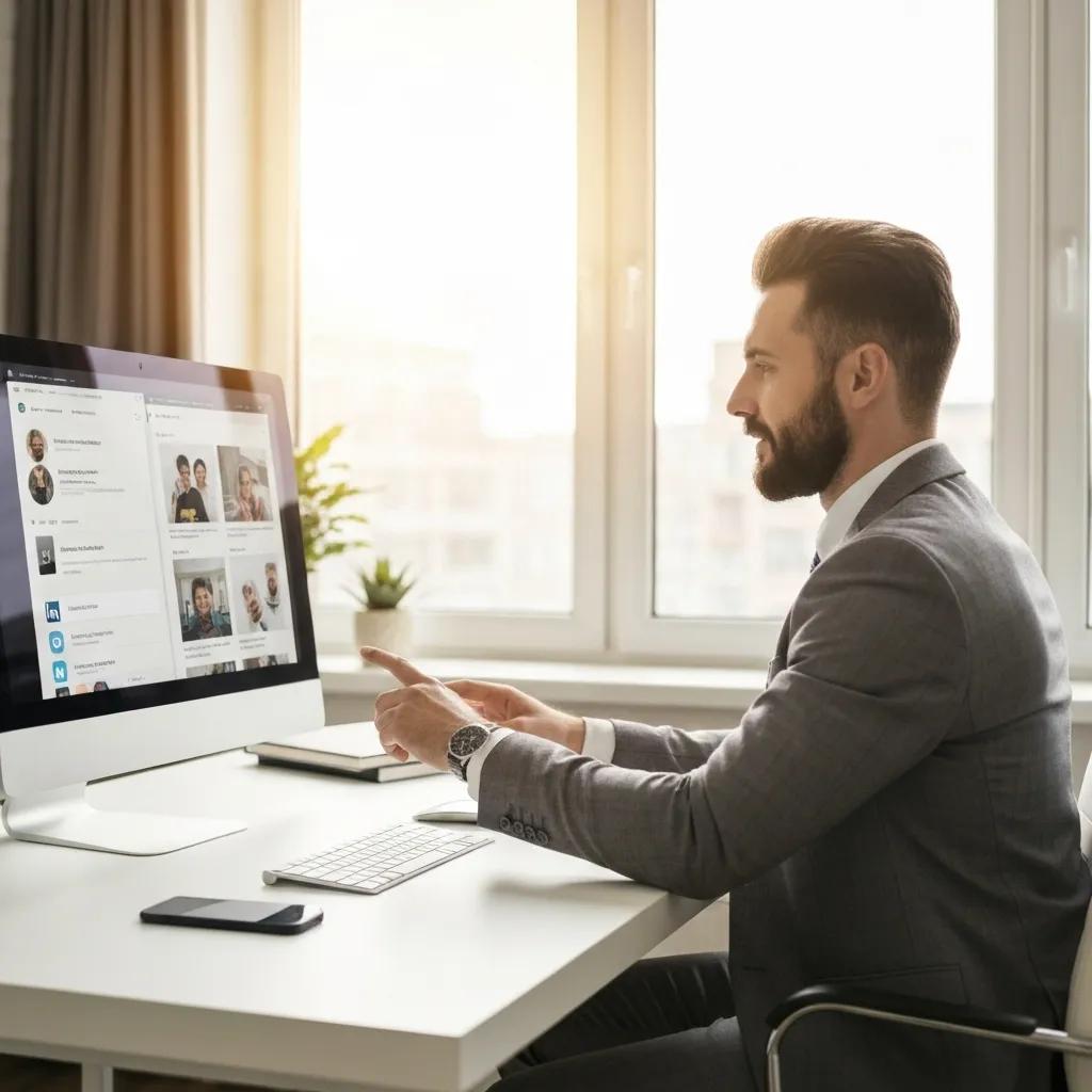 Lawyer promoting blog content on social media platforms, illustrating effective marketing strategies for legal blogs