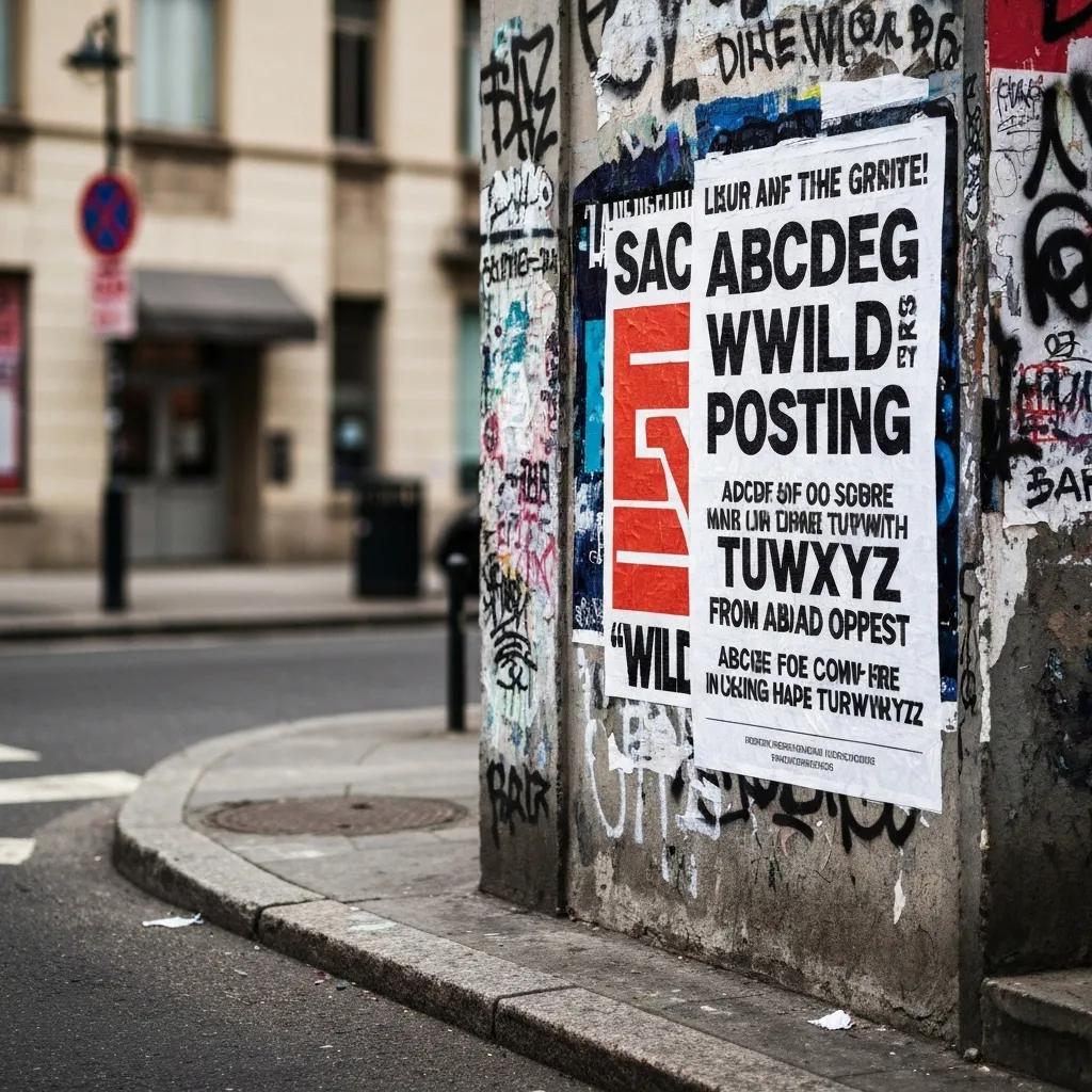 Artistic visualization of typography choices for street posters, highlighting clarity and readability