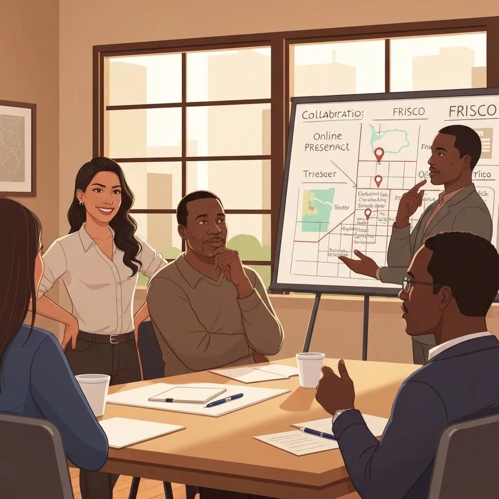 Small business owners discussing local SEO strategies in a meeting