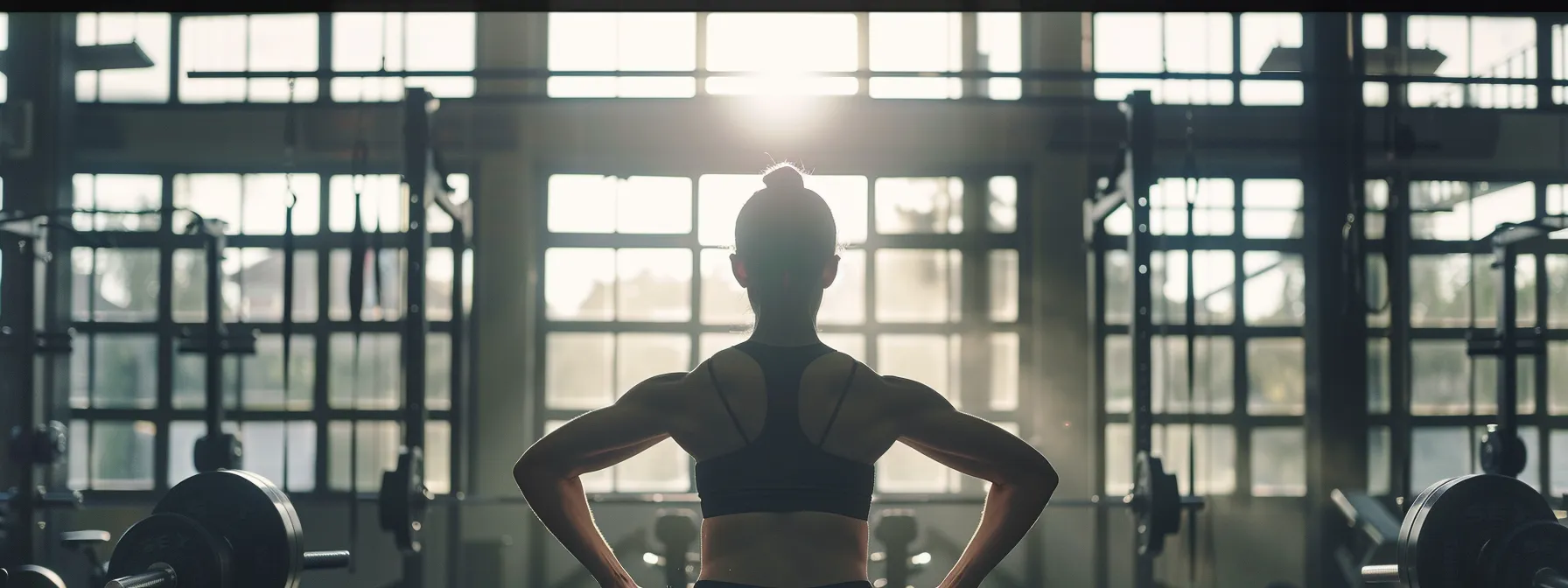 a slender figure lifting weights at the gym.