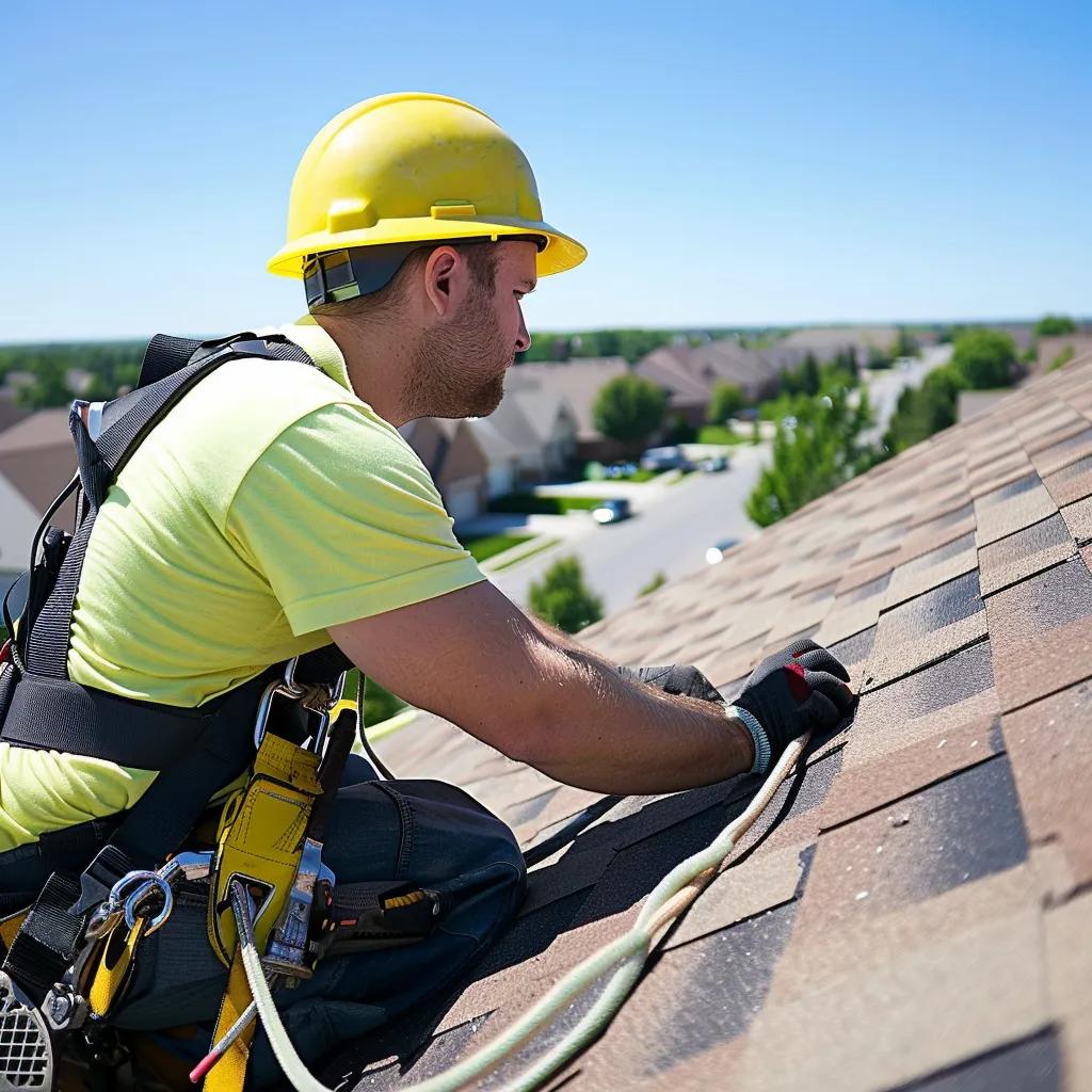Reliable roofing contractor inspecting a residential roof in Missouri