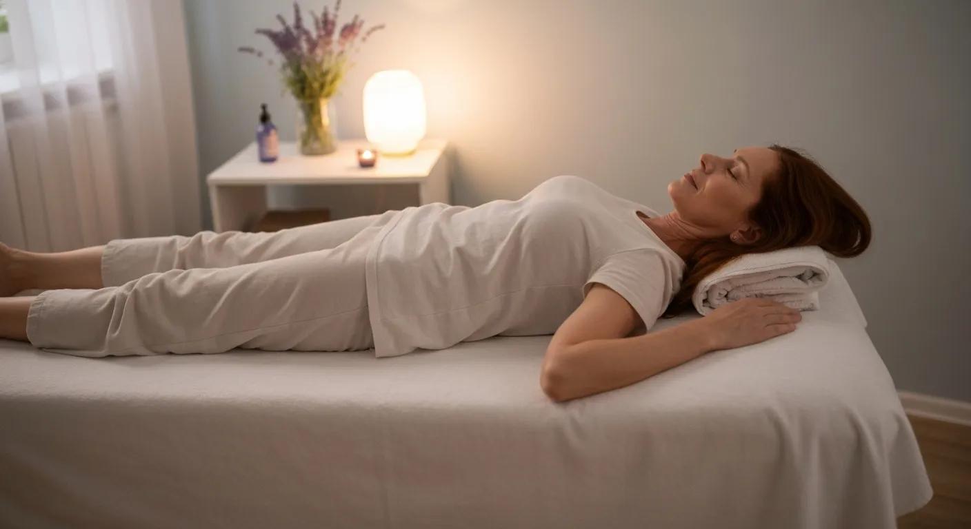 Relaxed individual enjoying post-massage tranquility, highlighting the benefits of Swedish full body massage Relaxed individual enjoying post-massage tranquility, highlighting the benefits of Swedish full body massage