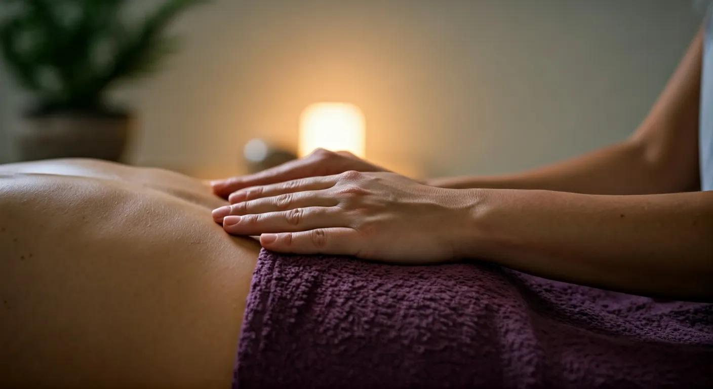 Client experiencing a reiki healing session with a practitioner in a calming treatment room
