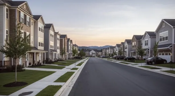 New construction neighborhood street in Prince William County, Virginia. New construction neighborhood street in Prince William County, Virginia.