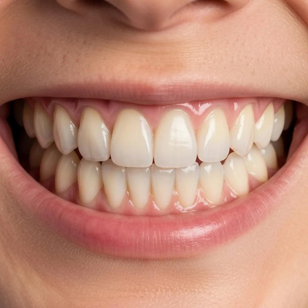 Close-up of teeth showing early results from Invisalign treatment