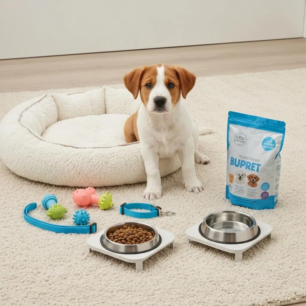 Essential items for preparing a new puppy's home environment