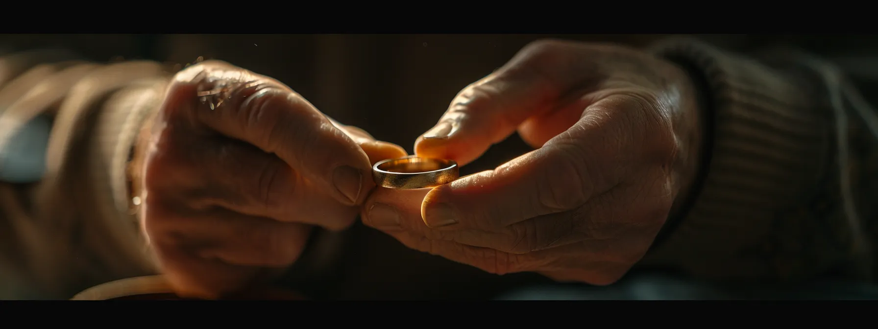 a man gently cleaning a ring with a soft cloth.