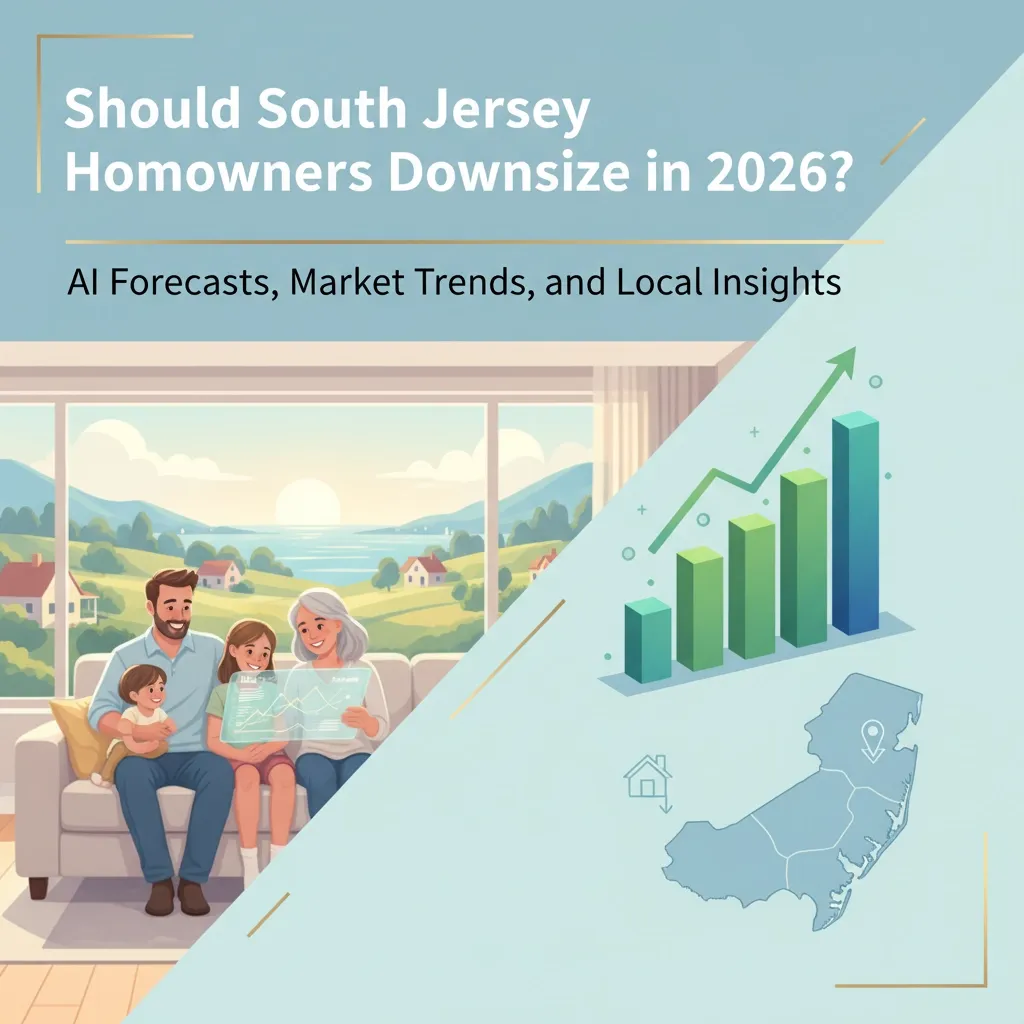 A modern South Jersey home with a 'For Sale' sign, symbolizing the decision to downsize.