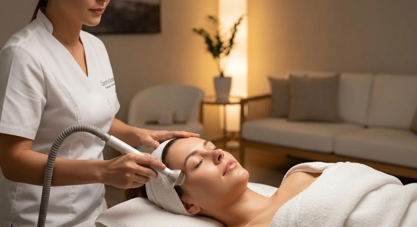 Microdermabrasion treatment in a calming spa setting, highlighting skin rejuvenation
