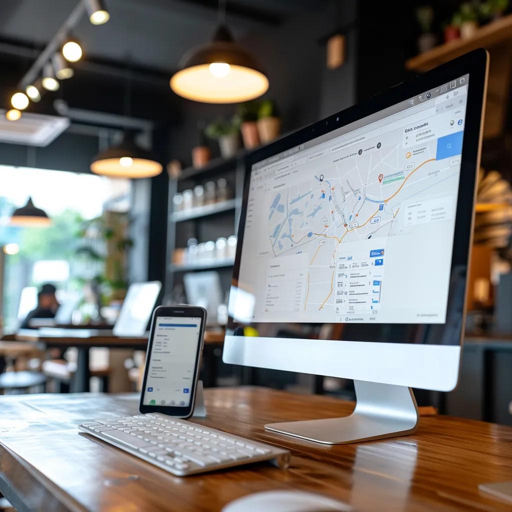 Optimized Google Business Profile on a computer screen, showcasing essential local business information