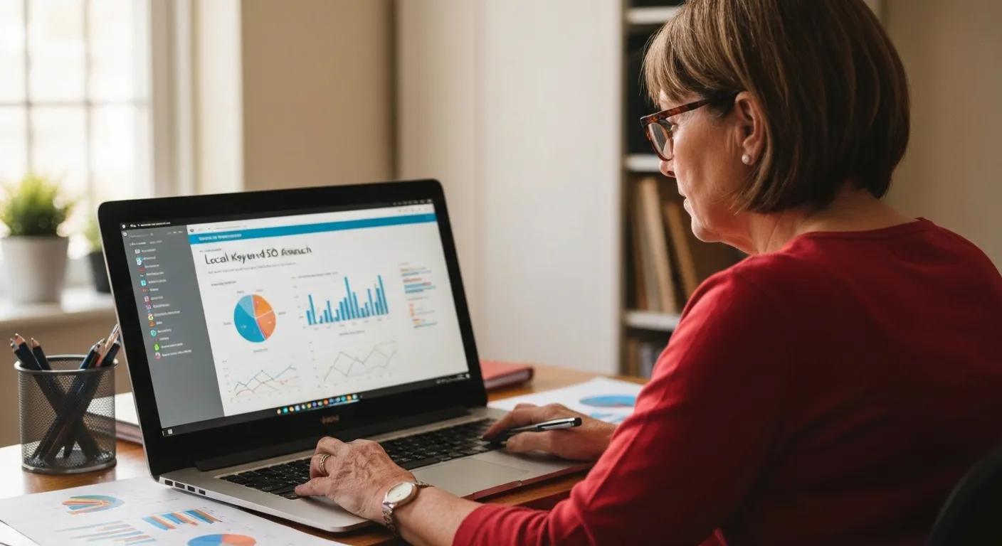 Someone diligently performing local keyword research for Launceston SEO strategies