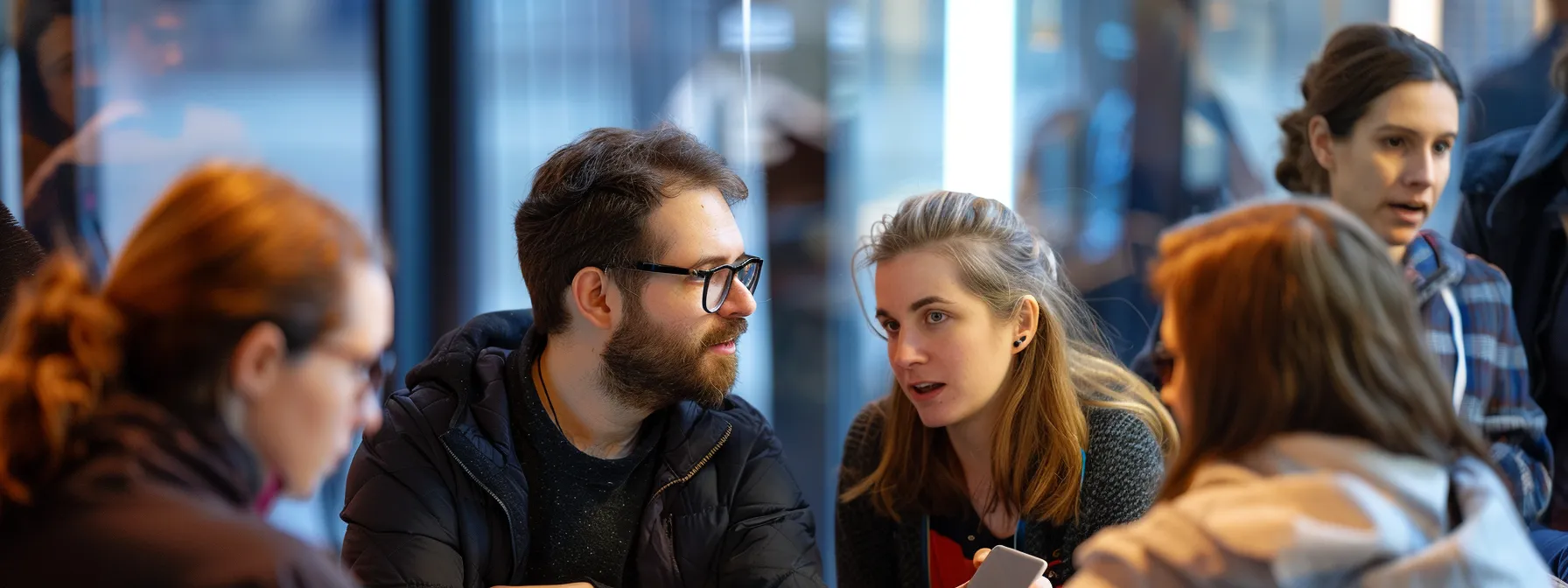 a group of people engaged in a heated and passionate discussion about online privacy violations.