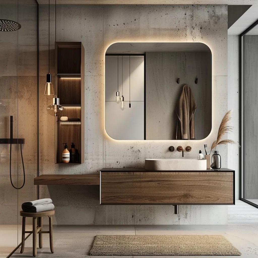 Mobiliario de baño moderno con diseño elegante y soluciones de almacenamiento inteligentes para optimizar el espacio