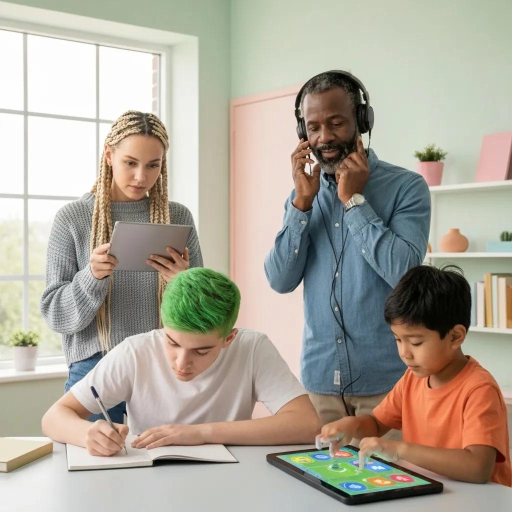 Illustration of different learning styles: visual, auditory, reading/writing, and kinesthetic