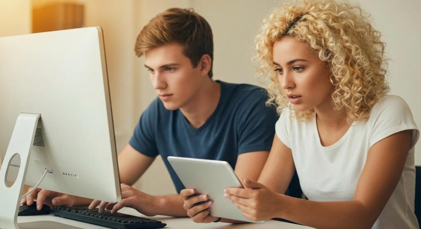 Young adults actively participating in an online driving course, highlighting the ease of virtual learning