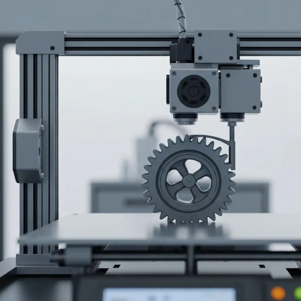 3D-nyomtató filamenttel, amely tapad a nyomtatóágyra, hogy szemléltessük az első réteg tapadásának fontosságát