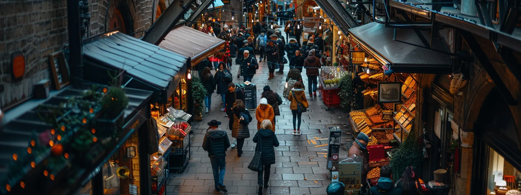 a bustling marketplace in york, filled with vibrant colors and local artisans showcasing their crafts.