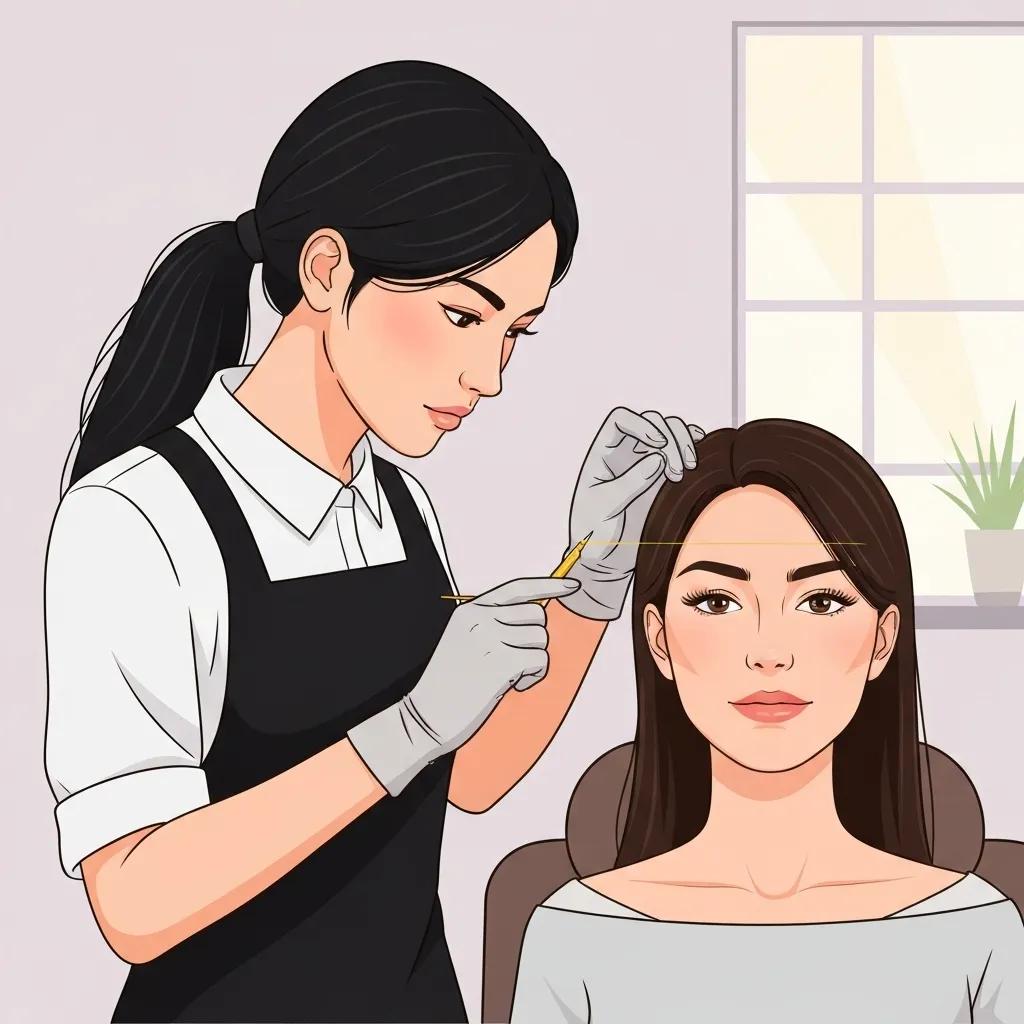 Close-up of the eyebrow threading technique showcasing precision in hair removal