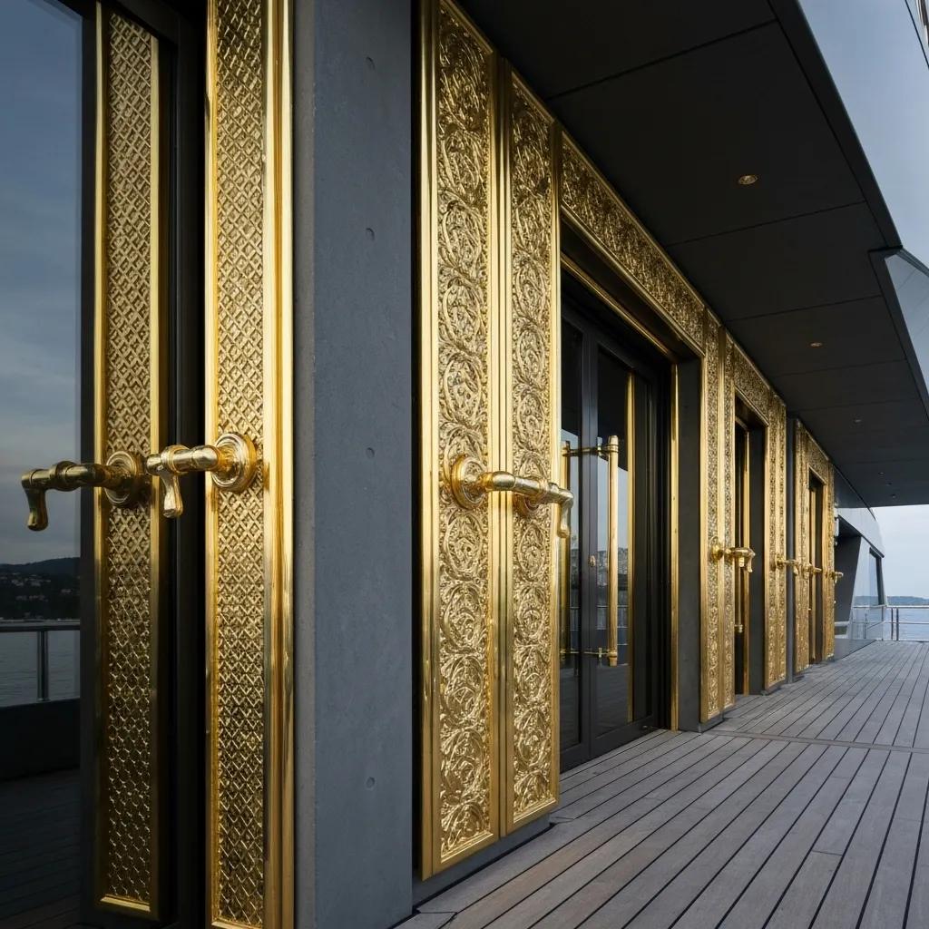 Large luxury item with intricate gold plating, highlighting quality and craftsmanship