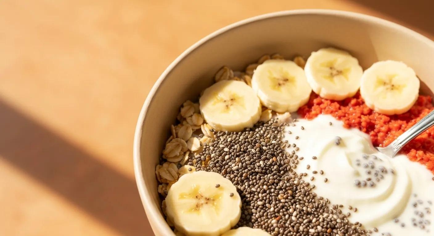 A vibrant breakfast bowl, illustrating the synergistic benefits of probiotics and enzymes for digestive wellness