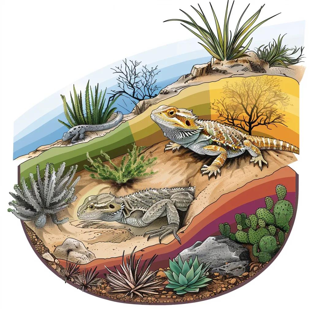 Visual representation of temperature zones in a bearded dragon habitat