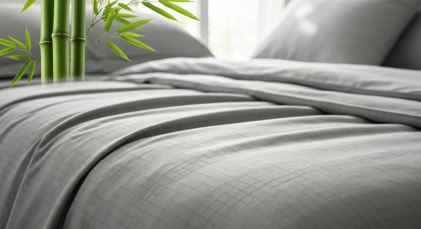 Detailed view of soft bamboo bedding, highlighting its hypoallergenic properties and commitment to eco-friendly practices
