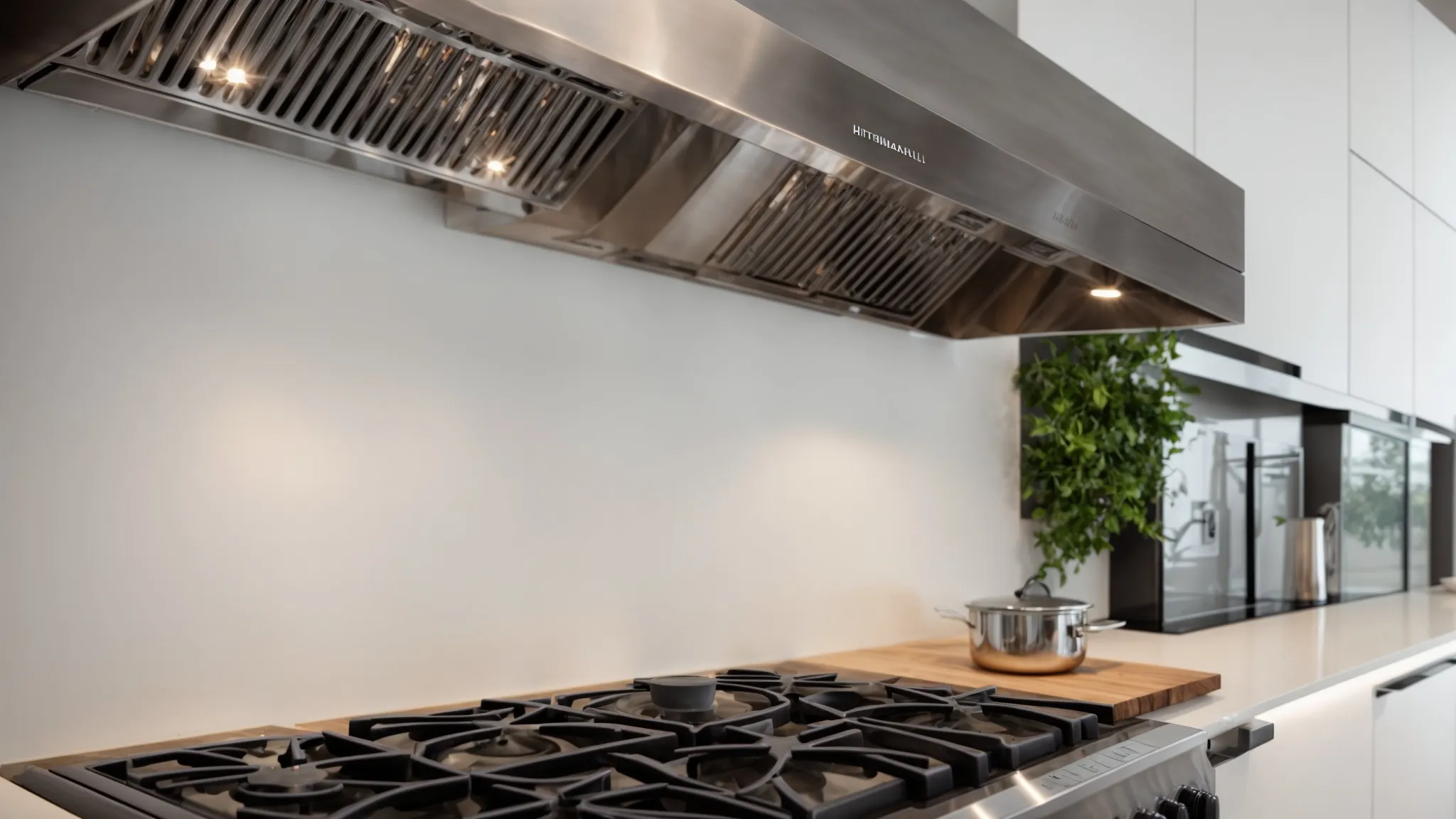 a kitchen hood gleams above a stove after a thorough cleaning session.