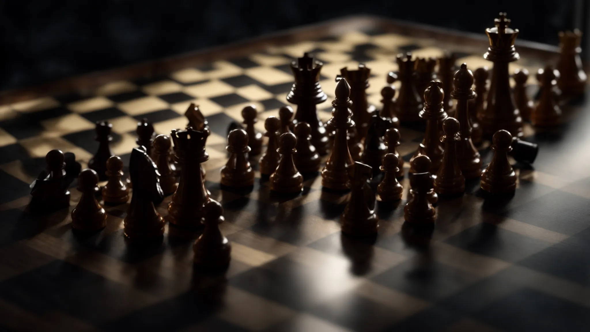 a digital chessboard illuminated under a spotlight, symbolizing strategy and adaptation in a constantly evolving environment.