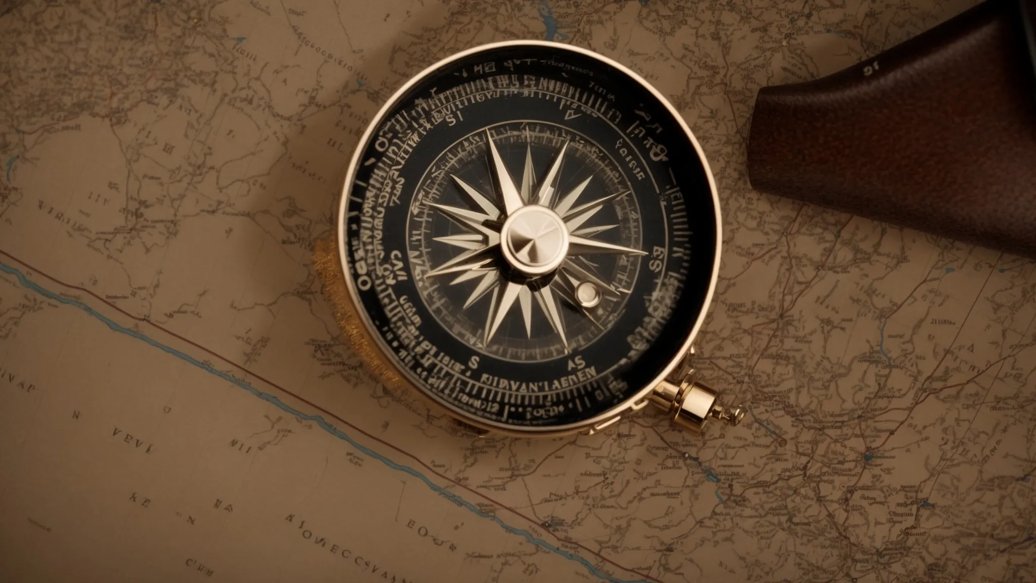a compass laying atop a map, symbolizing navigation and exploration.